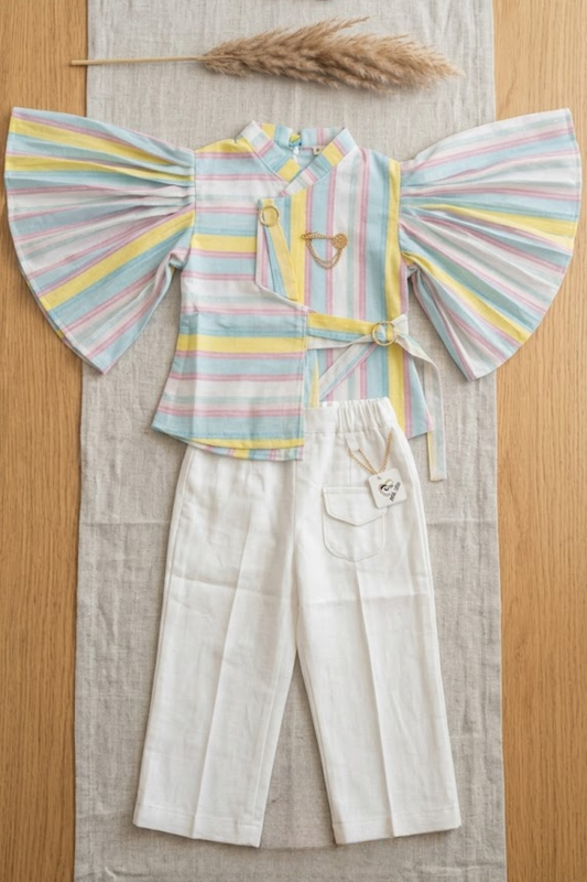 Striped Kurti with White Trouser