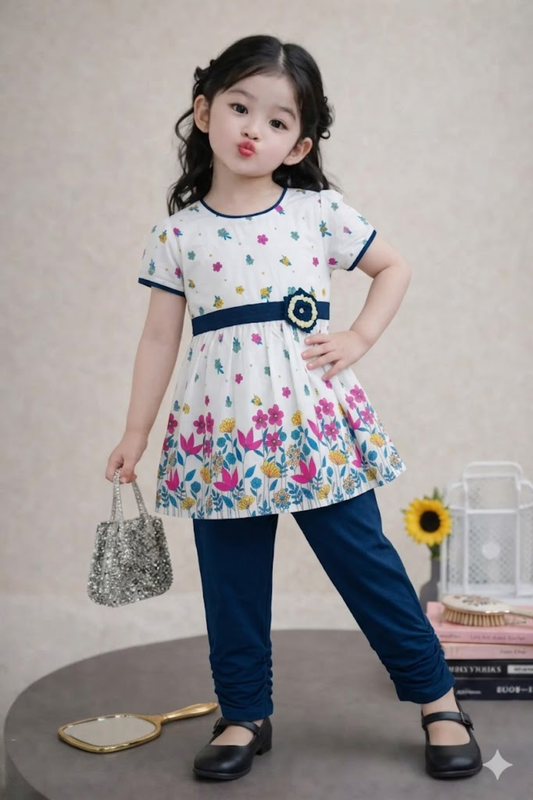 Floral Frock with Leggings Set | Pink
