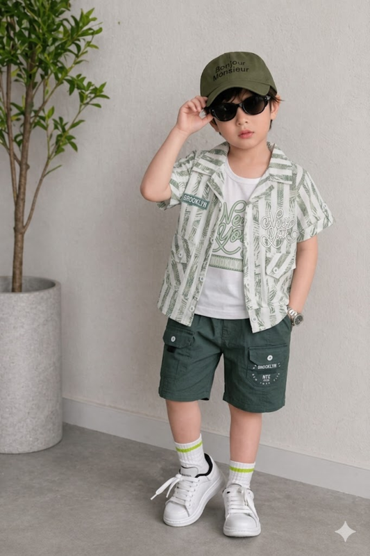 Summer Brooklyn Striped Shirt with Shorts