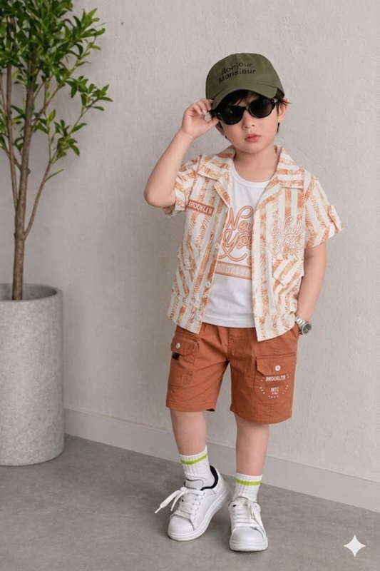 Summer Brooklyn Striped Shirt with Shorts
