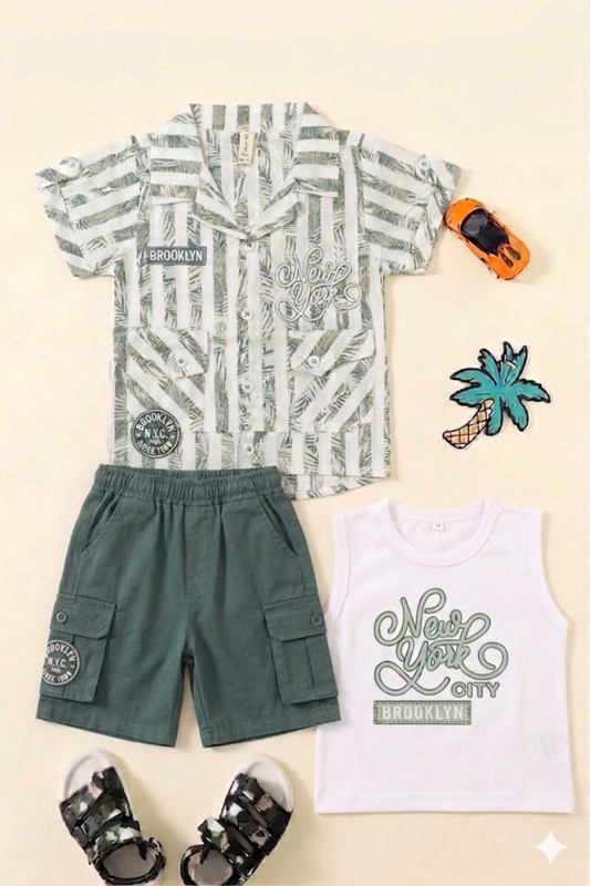 Summer Brooklyn Striped Shirt with Shorts