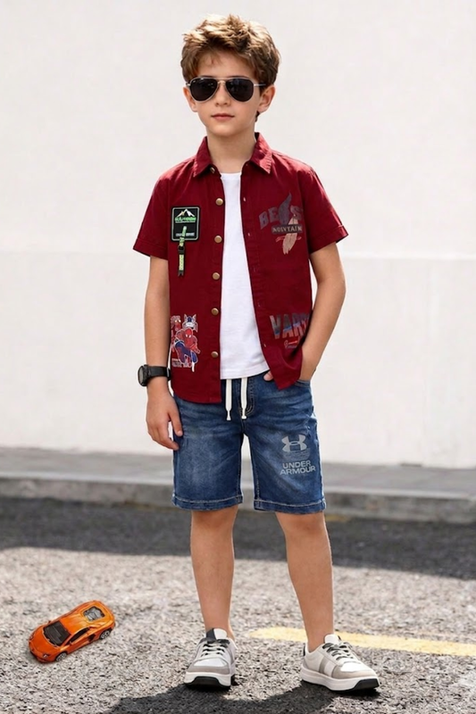 Red Siblings Casual Shirt