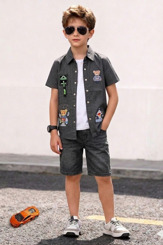 Charcoal Grey Siblings Casual Shirt