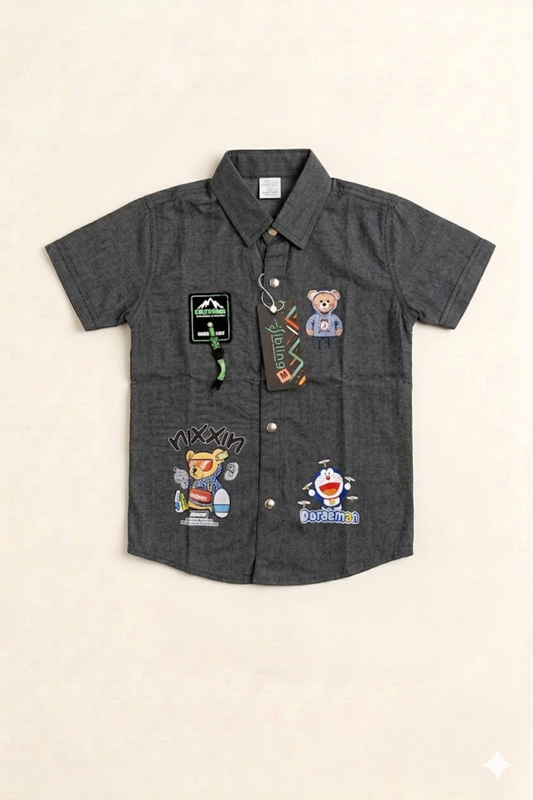 Charcoal Grey Siblings Casual Shirt